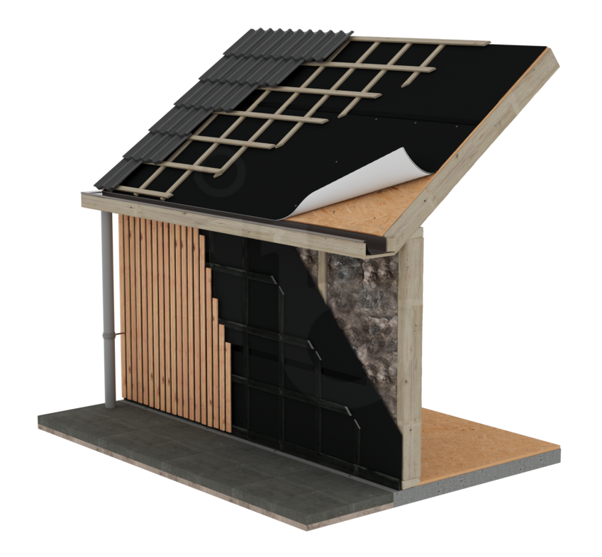 Miotex Fassade spinvlies folie damp-open waterdicht B=1500 mm rol 50 m1 ...
