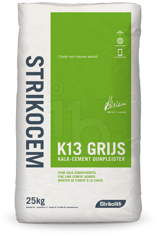 Strikocem K13 Kalkcement dunpleister grijs zak 25 kg IB.NL